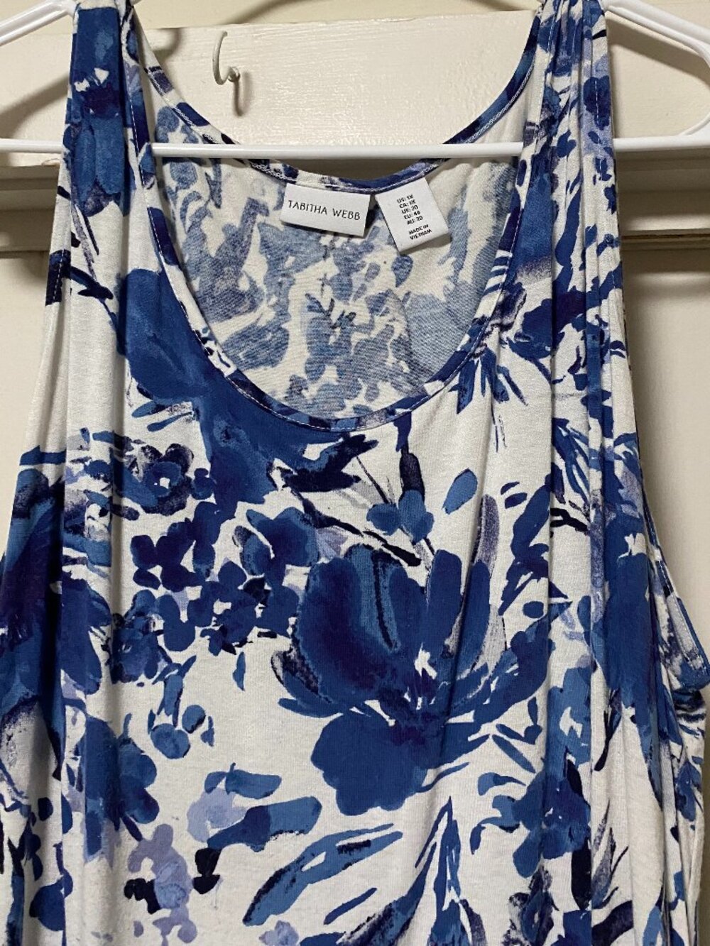 Tabitha Webb, blue & white asymmetrical, tank style tunic/dress, size 1X - Picture 2 of 9